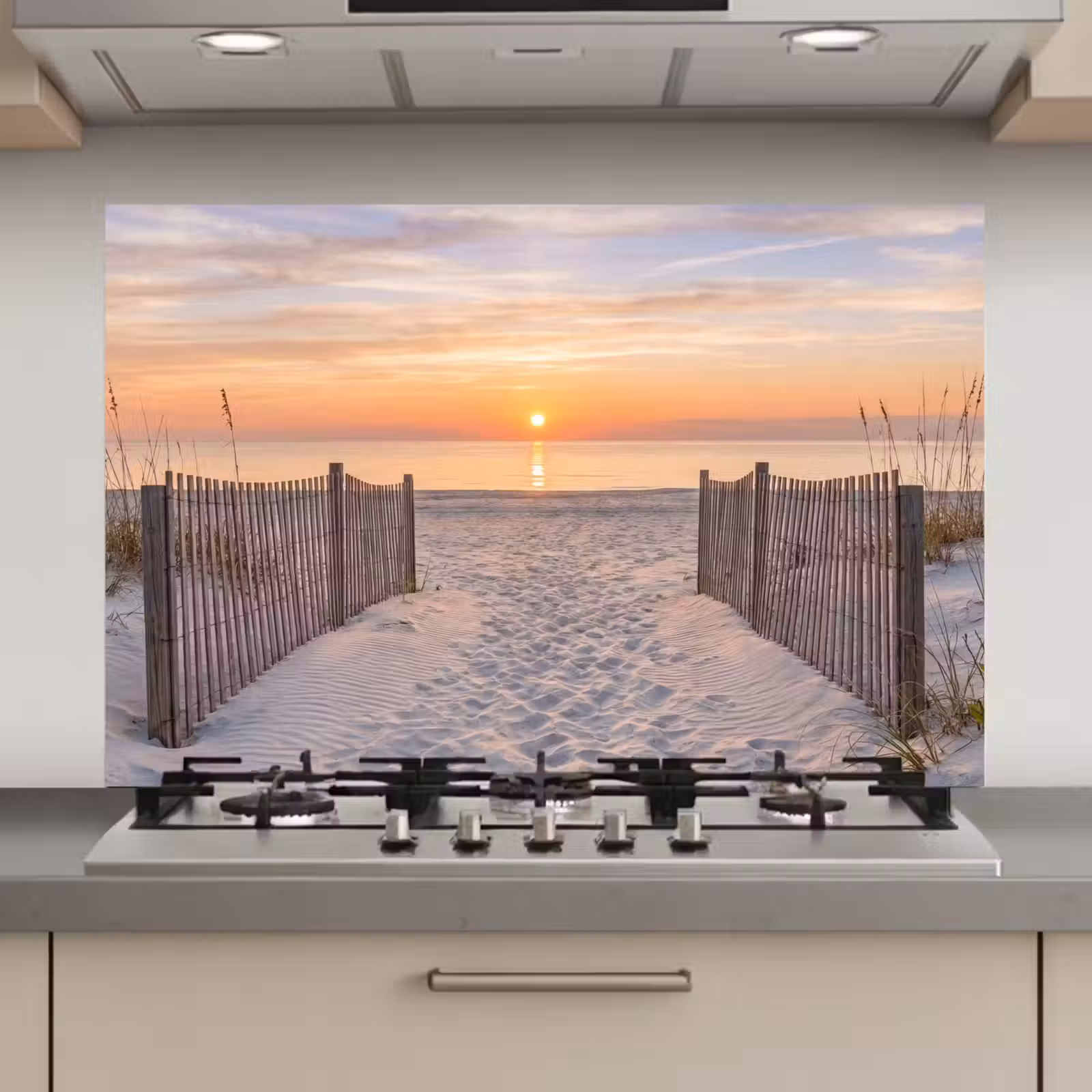 Spatscherm keuken - Zonsondergang - Strand - Zand — 1