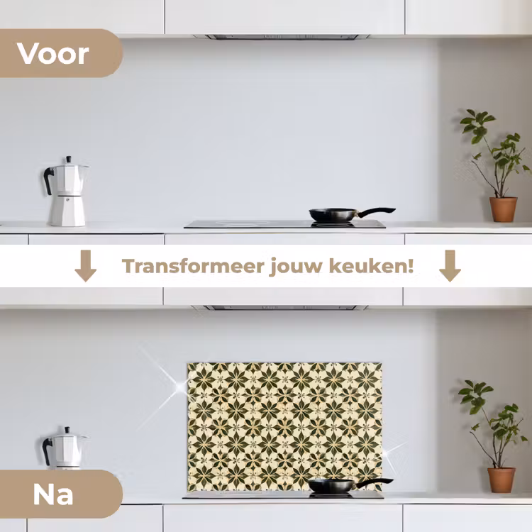Spatscherm keuken - Tegel - Dessin - Groen — 3