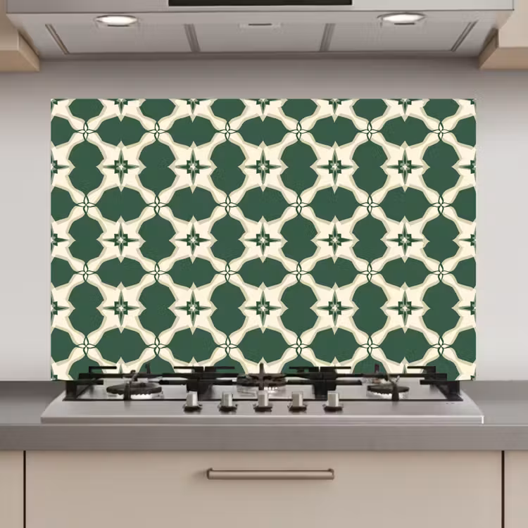 Spatscherm keuken - Tegel - Klassiek - Groen — 1