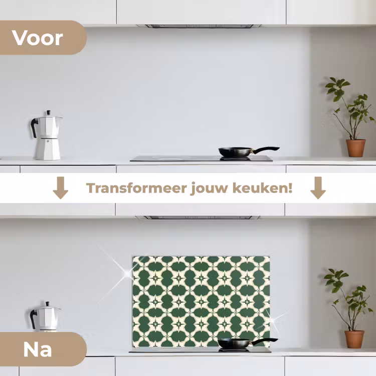 Spatscherm keuken - Tegel - Klassiek - Groen — 3