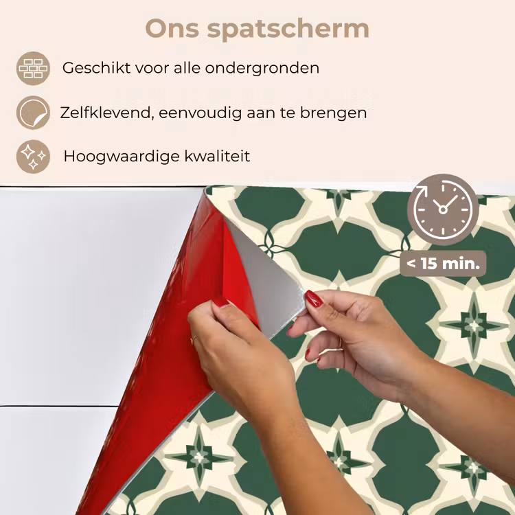 Spatscherm keuken - Tegel - Klassiek - Groen — 4