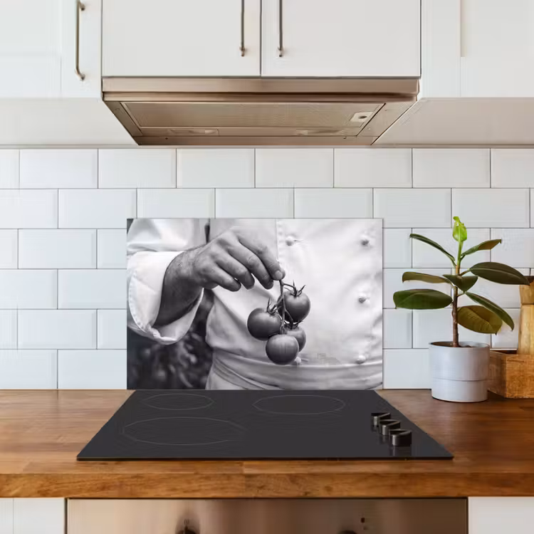 Spatscherm keuken - Tomaten - Chef - Zwart - Wit — 6