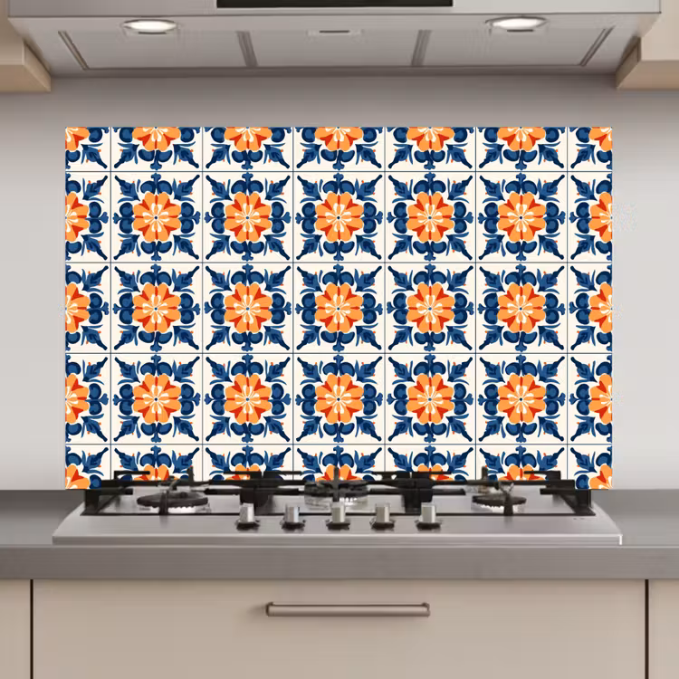 Spatscherm keuken - Traditioneel - Tegel - Oranje — 1