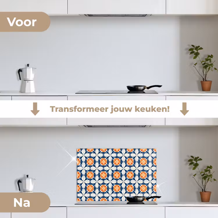 Spatscherm keuken - Traditioneel - Tegel - Oranje — 3