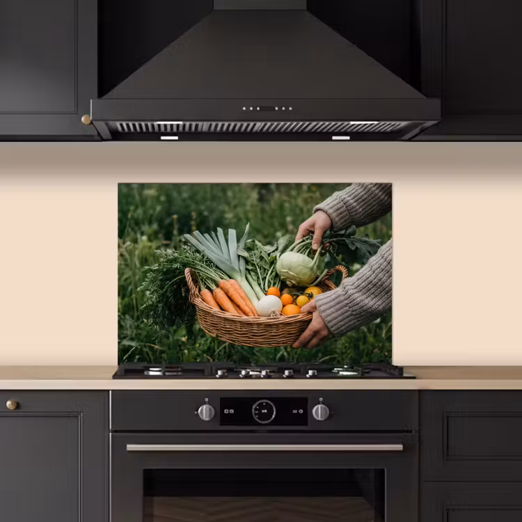 Spatscherm keuken - Veld - Groenten - Biologisch - Oogst — 2