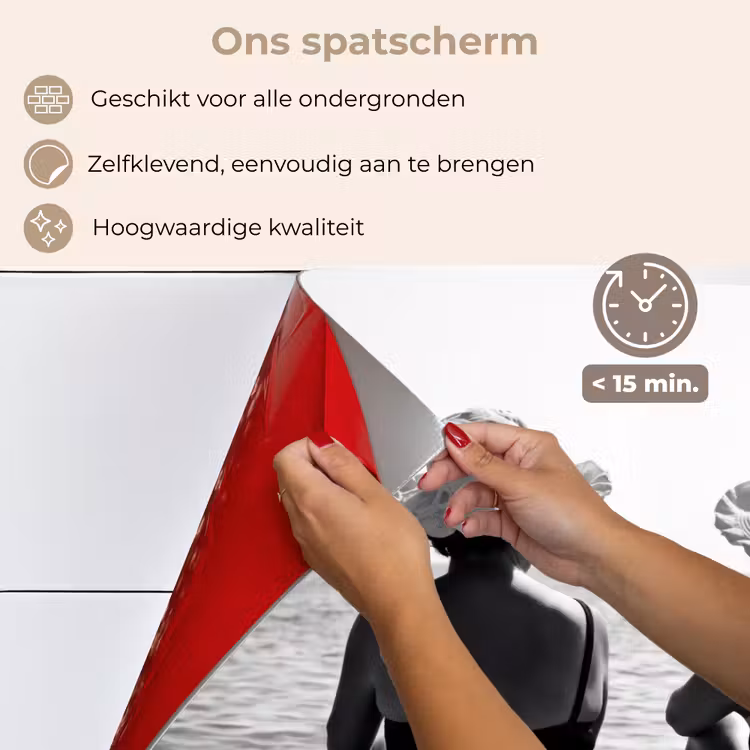 Spatscherm keuken - Vrouwen - Zonnehoed - Strand - Zwart - Wit — 4