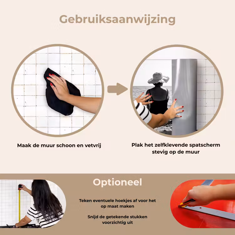 Spatscherm keuken - Vrouwen - Zonnehoed - Strand - Zwart - Wit — 8