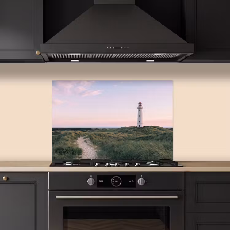 Spatscherm keuken - Vuurtoren - Duinlandschap - Zee — 2