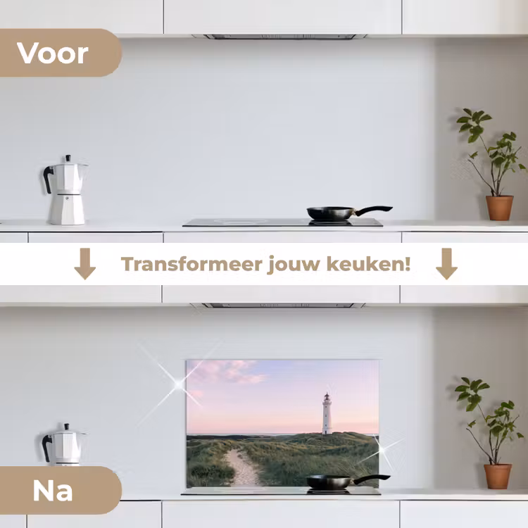 Spatscherm keuken - Vuurtoren - Duinlandschap - Zee — 3