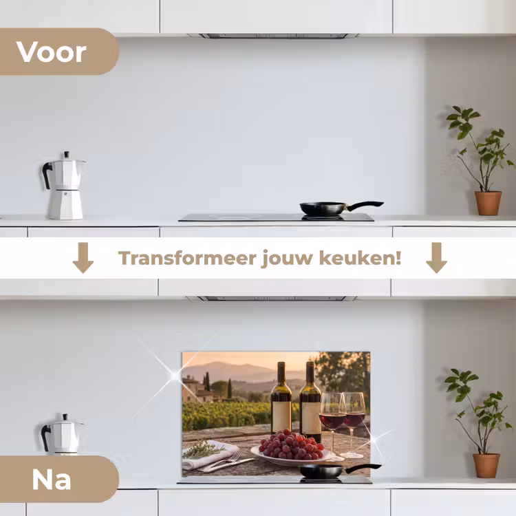 Spatscherm keuken - Wijn - Glazen - Druiven - Wijngaard — 3