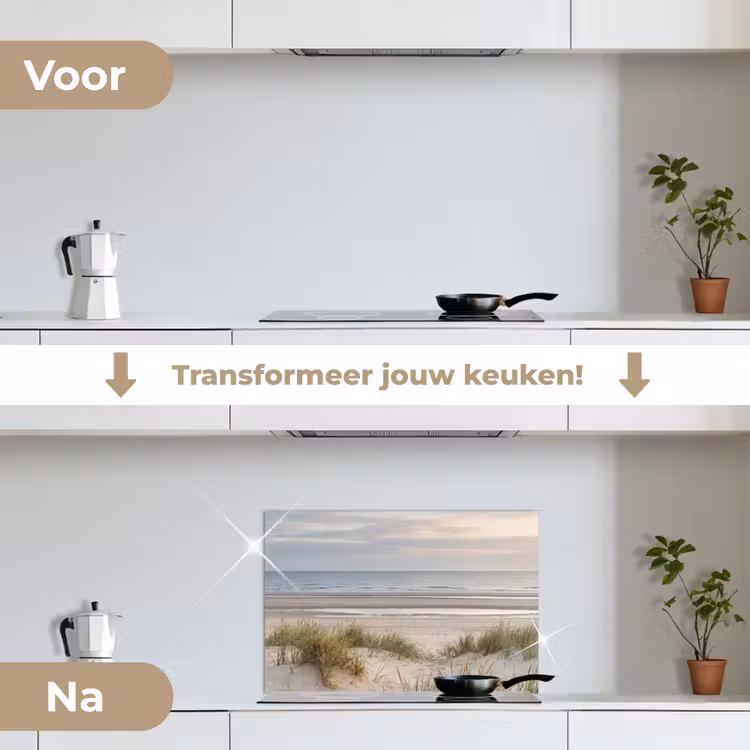 Spatscherm keuken - Zandstrand - Bewolkt - Duinen — 3
