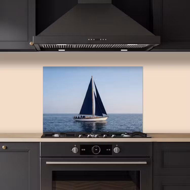 Spatscherm keuken - Zeilboot - Zee - Blauw — 2