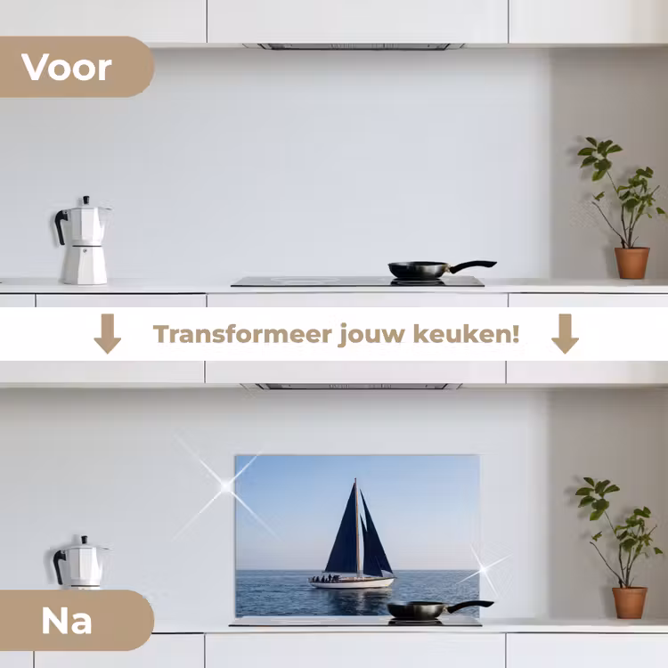 Spatscherm keuken - Zeilboot - Zee - Blauw — 3
