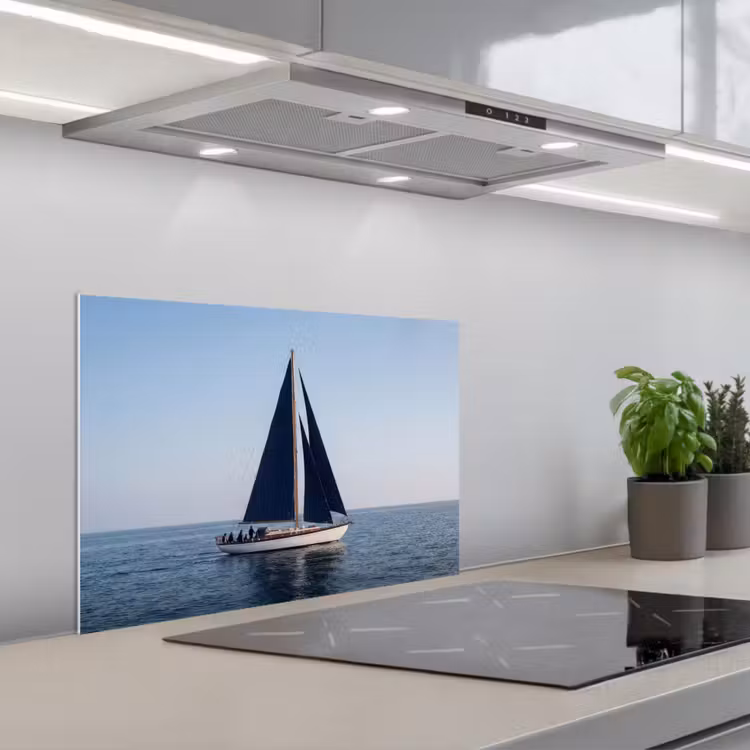 Spatscherm keuken - Zeilboot - Zee - Blauw — 5