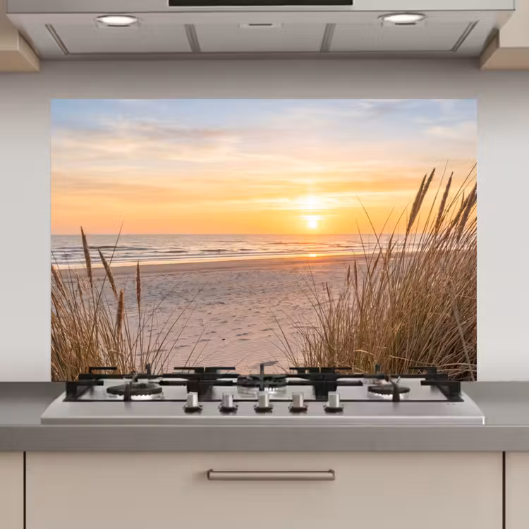 Spatscherm keuken - Zonsondergang - Duinen - Zee — 1