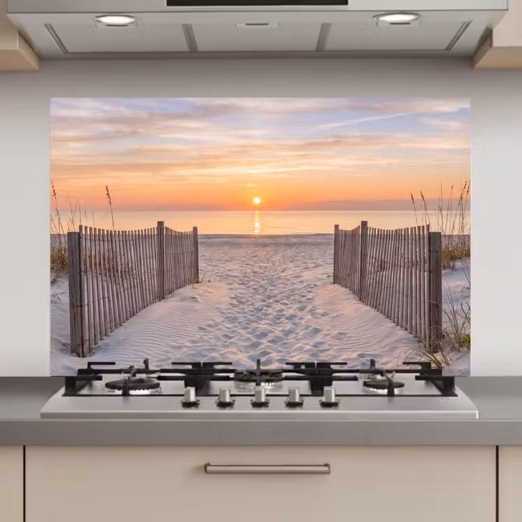 Spatscherm keuken - Zonsondergang - Strand - Zand — 1
