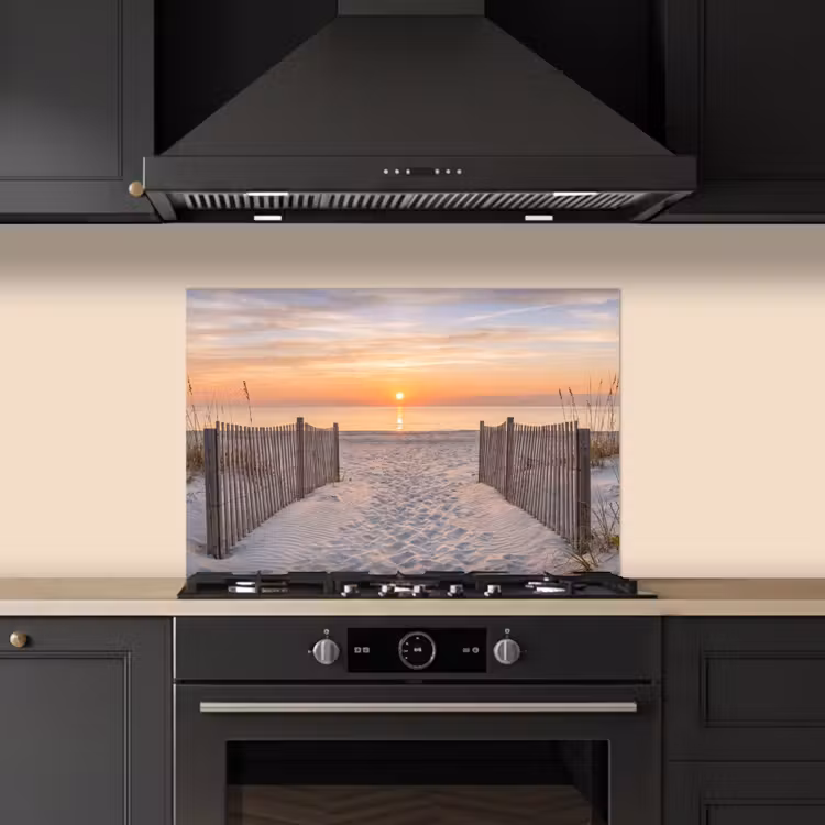 Spatscherm keuken - Zonsondergang - Strand - Zand — 2
