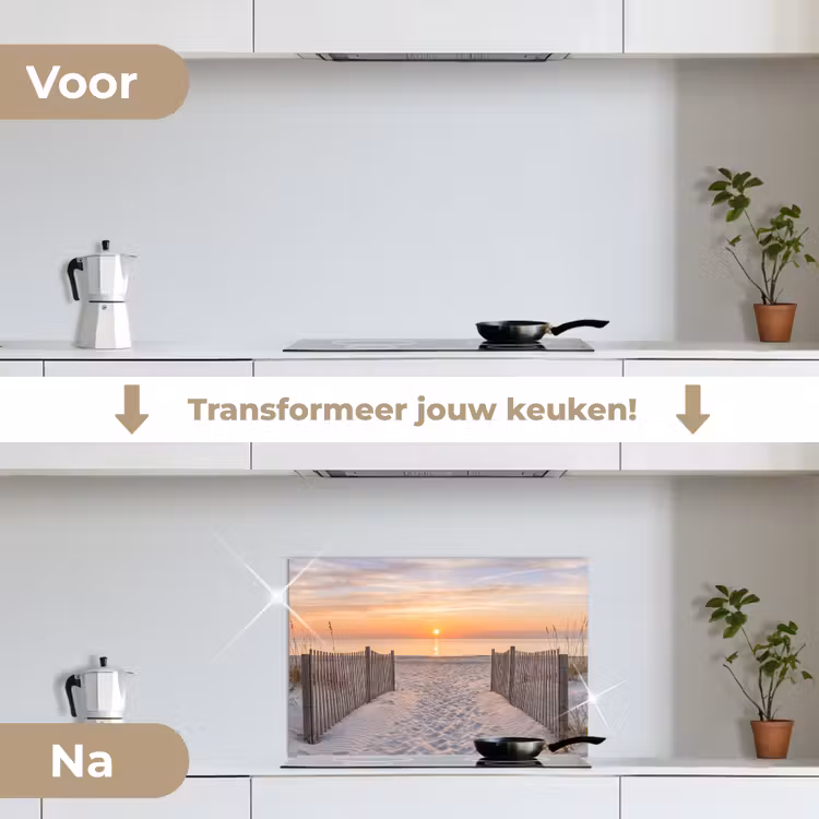 Spatscherm keuken - Zonsondergang - Strand - Zand — 3