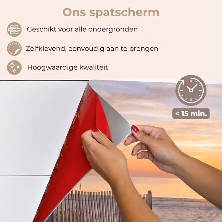 Spatscherm keuken - Zonsondergang - Strand - Zand — 4