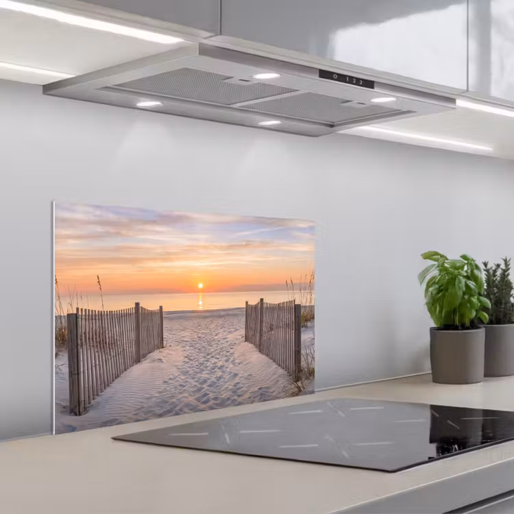 Spatscherm keuken - Zonsondergang - Strand - Zand — 5