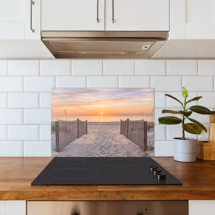 Spatscherm keuken - Zonsondergang - Strand - Zand — 6