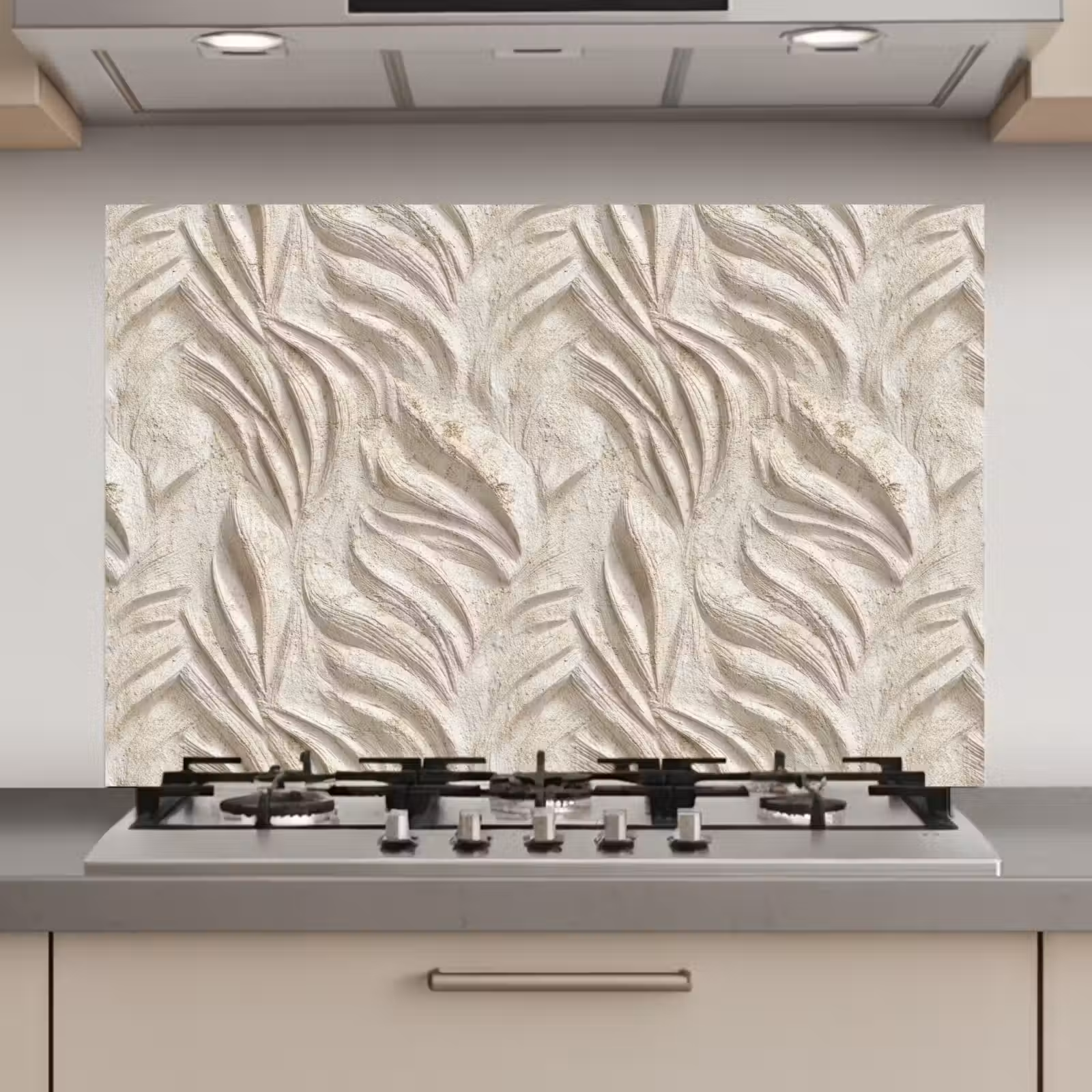 Spatscherm keuken - Textuur - Reliëf - Beige — 1