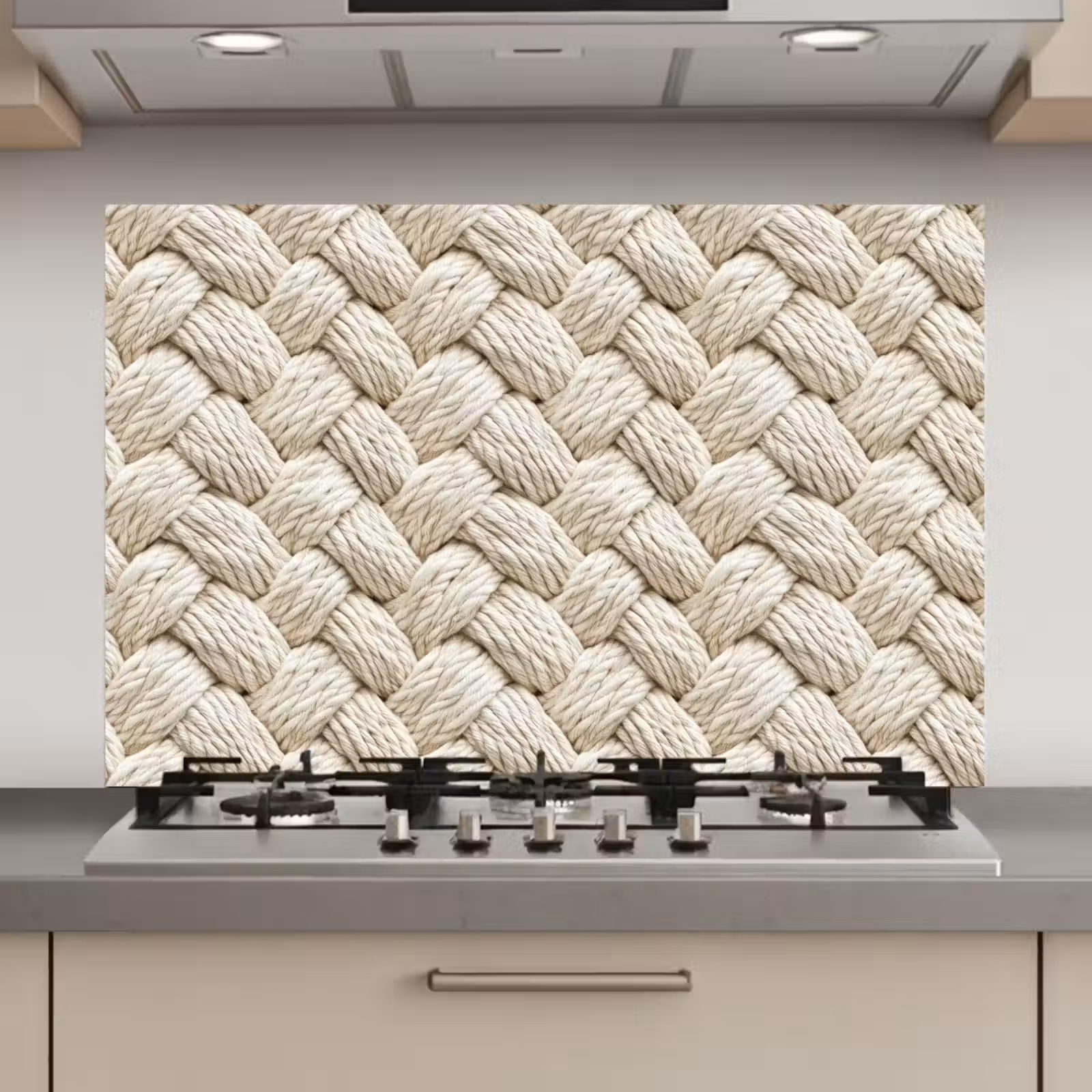 Spatscherm keuken - Touw - Gebreid - Beige — 1