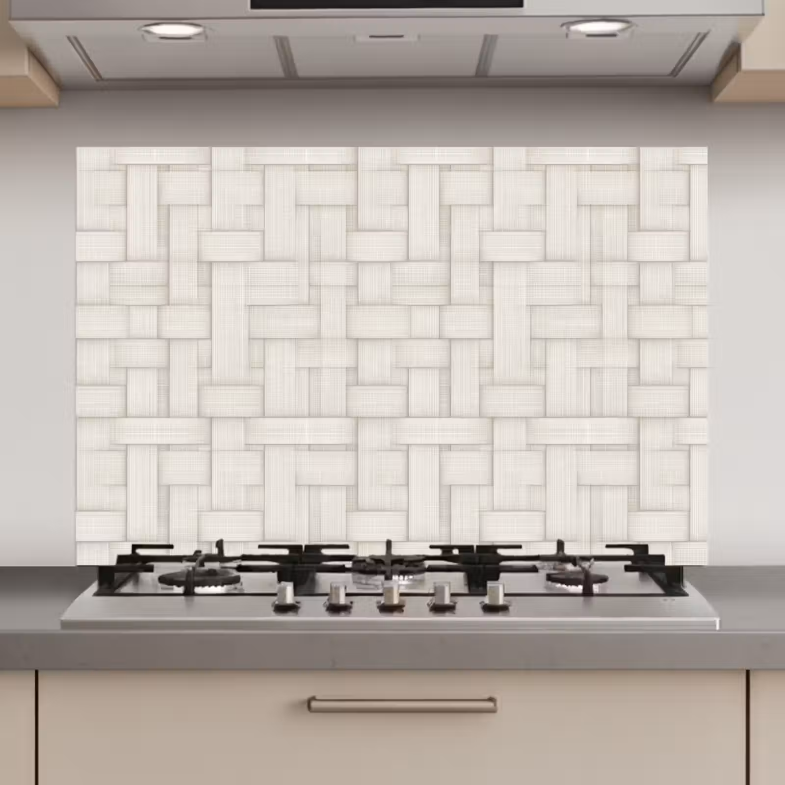 Spatscherm keuken - Vlechtwerk - Banen - Beige — 1