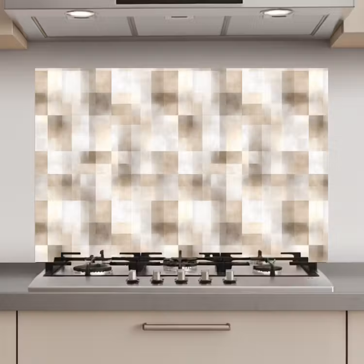 Spatscherm keuken - Textuur - Linnen - Beige — 1