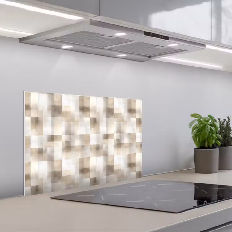 Spatscherm keuken - Textuur - Linnen - Beige — 5