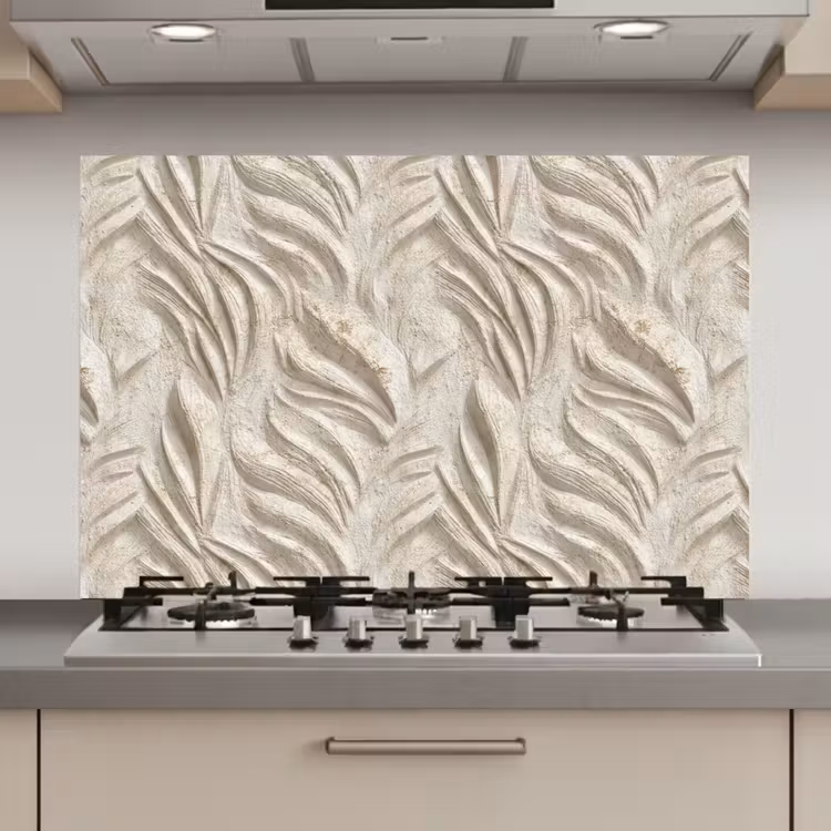 Spatscherm keuken - Textuur - Reliëf - Beige — 1