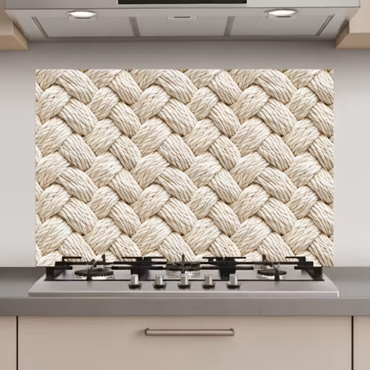 Spatscherm keuken - Touw - Gebreid - Beige — 1