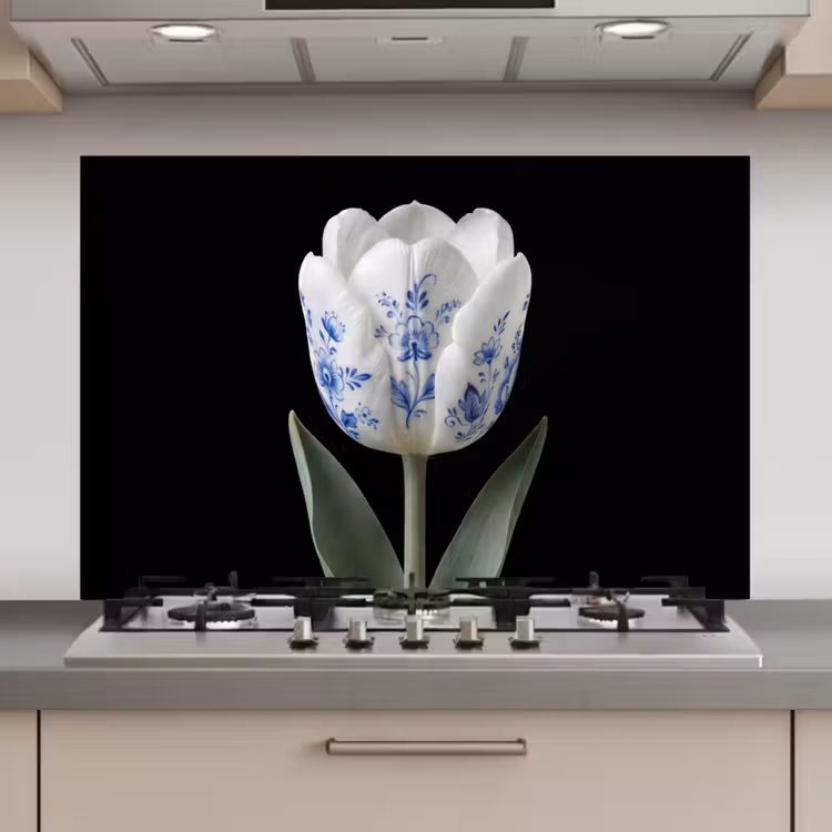 Spatscherm keuken - Tulp - Patroon - Blauw — 1