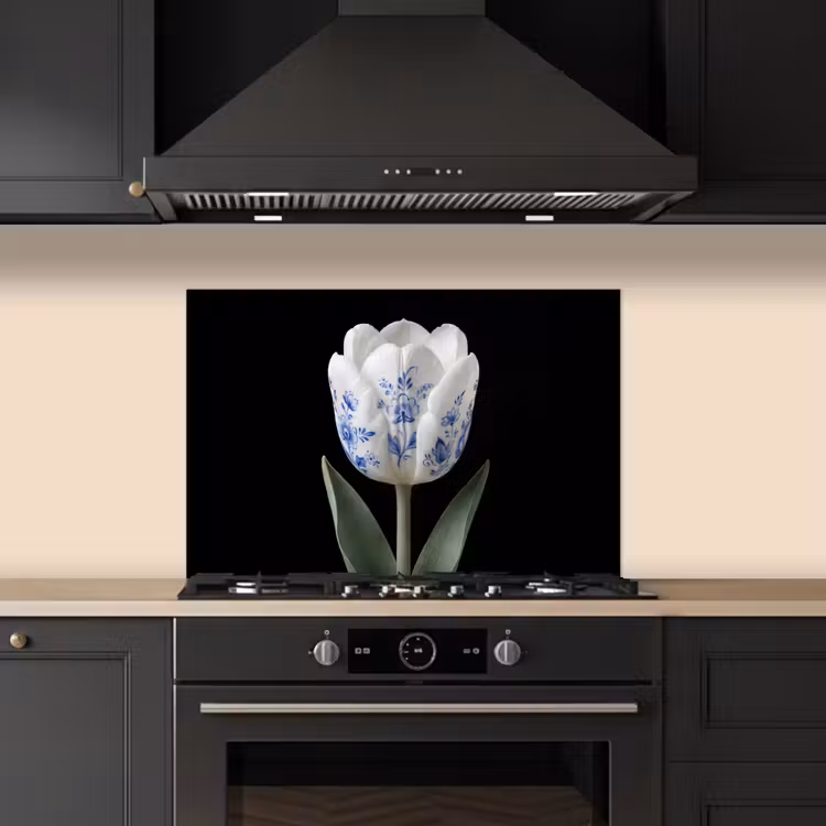 Spatscherm keuken - Tulp - Patroon - Blauw — 2