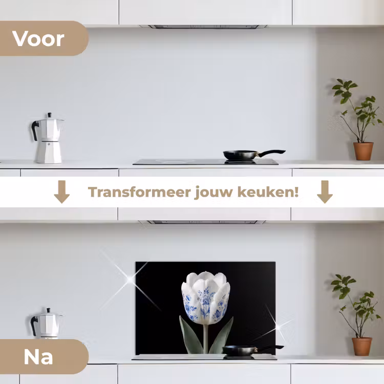 Spatscherm keuken - Tulp - Patroon - Blauw — 3