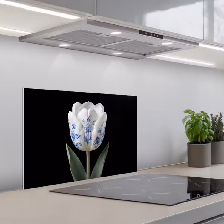Spatscherm keuken - Tulp - Patroon - Blauw — 5