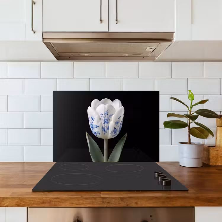 Spatscherm keuken - Tulp - Patroon - Blauw — 6