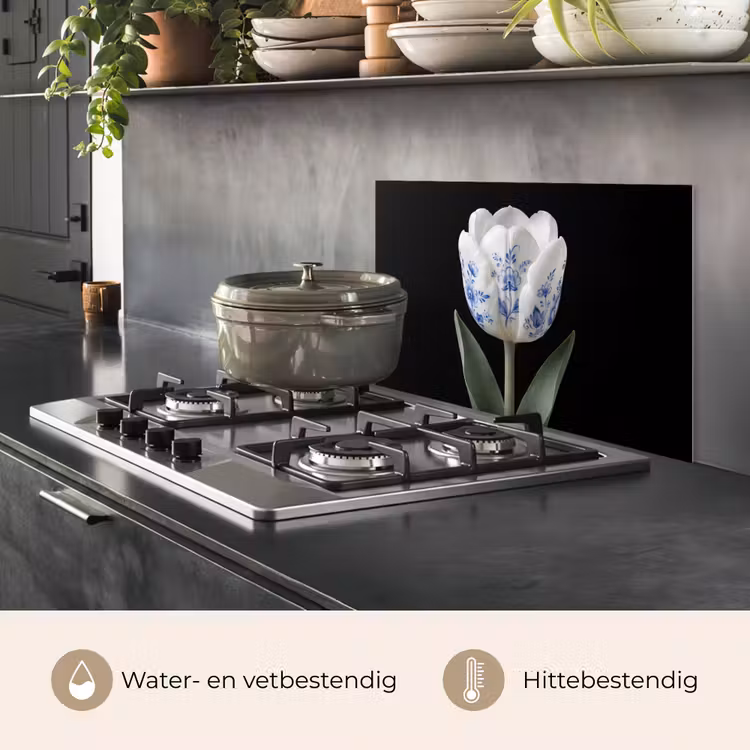 Spatscherm keuken - Tulp - Patroon - Blauw — 7