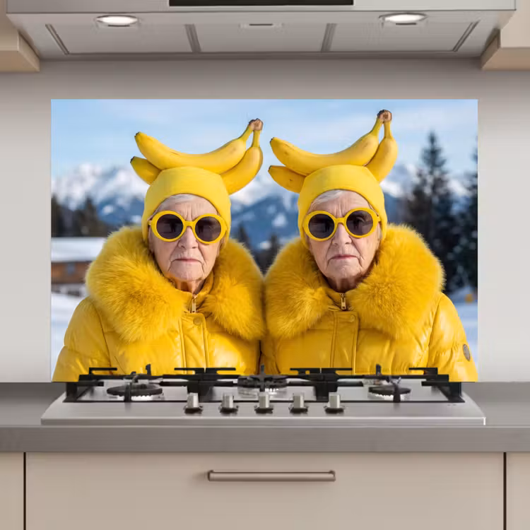 Spatscherm keuken - Vrouwen - Bananen - Geel — 1