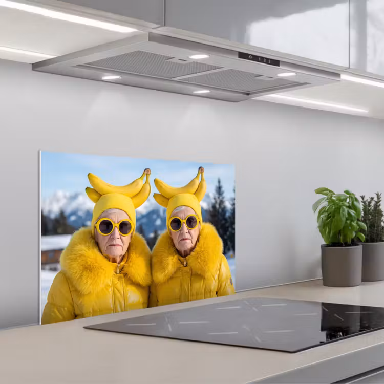 Spatscherm keuken - Vrouwen - Bananen - Geel — 5