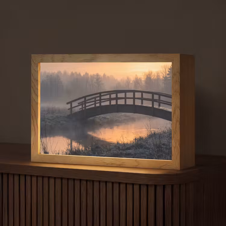 Tafellamp - Brug - Mist - Bomen - Water — 1