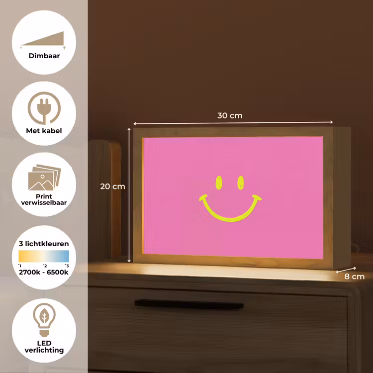 Tafellamp - Smiley - Vrolijk - Roze — 7