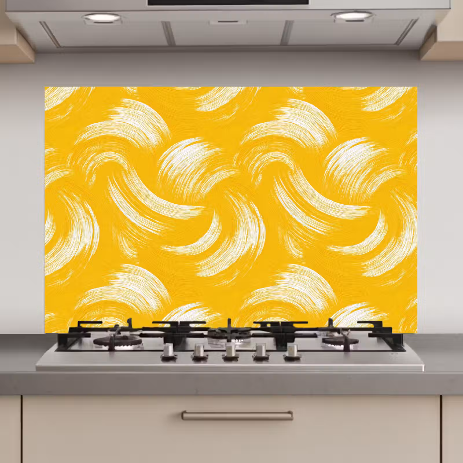 Spatscherm keuken - Verfstreken - Abstract - Dynamisch - Geel — 1