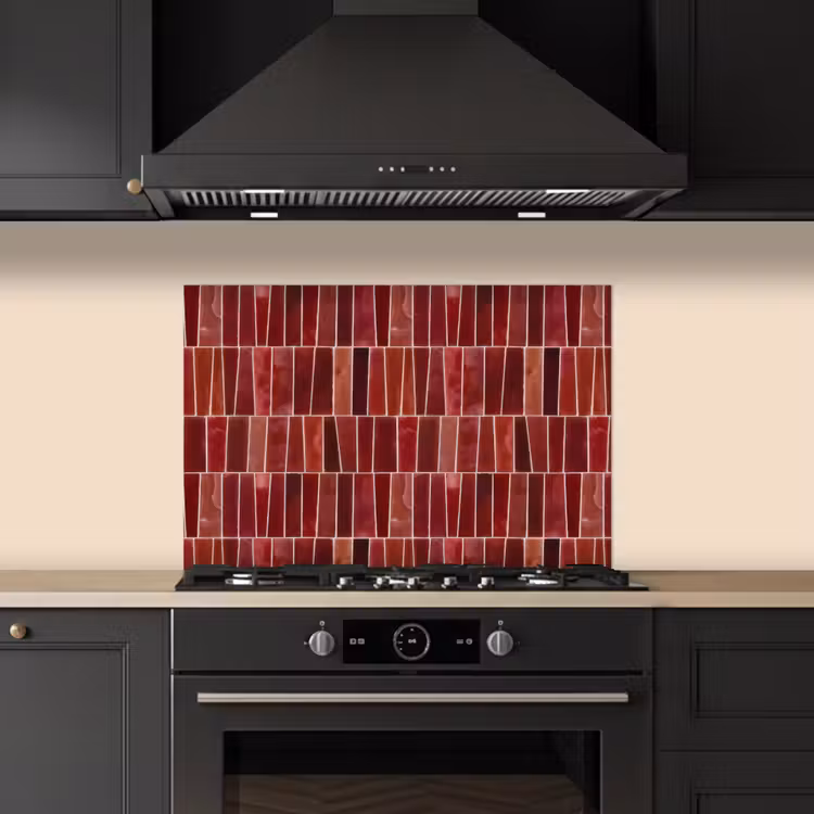 Spatscherm keuken - Tegels - Modern - Structuur - Dieprood — 2