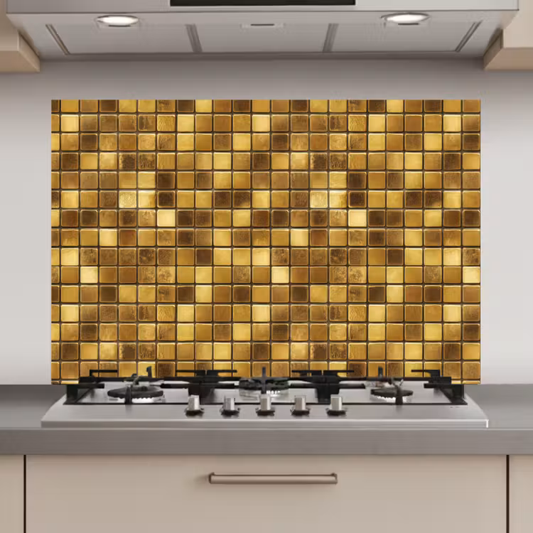 Spatscherm keuken - Tegels - Mozaïek - Luxe - Warm Goud — 1