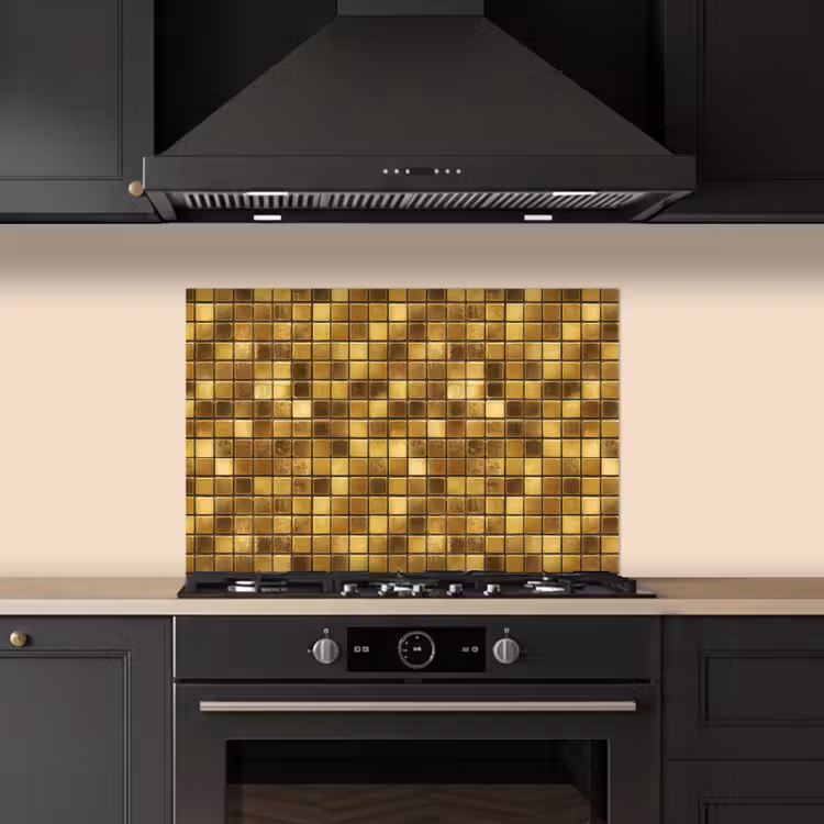 Spatscherm keuken - Tegels - Mozaïek - Luxe - Warm Goud — 2