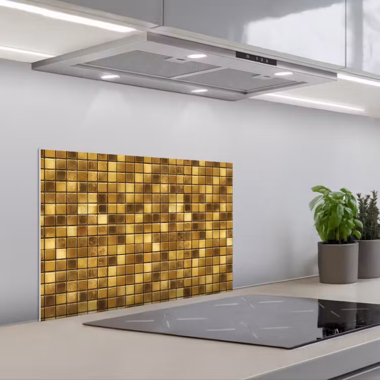 Spatscherm keuken - Tegels - Mozaïek - Luxe - Warm Goud — 5