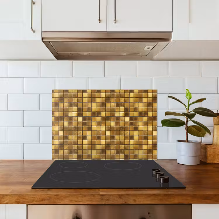 Spatscherm keuken - Tegels - Mozaïek - Luxe - Warm Goud — 6