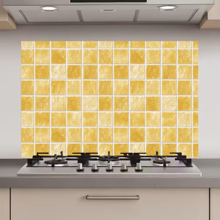 Spatscherm keuken - Tegels - Mozaïek - Textuur - Goudgeel — 1
