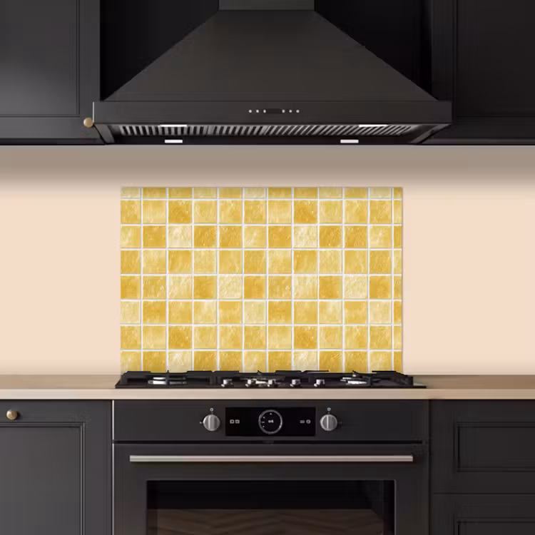 Spatscherm keuken - Tegels - Mozaïek - Textuur - Goudgeel — 2